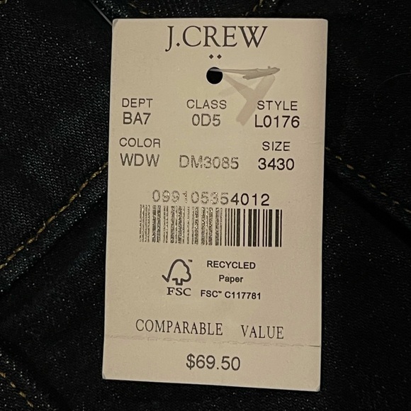 NWT J. Crew dark denim straight fit jeans. - Picture 10 of 10